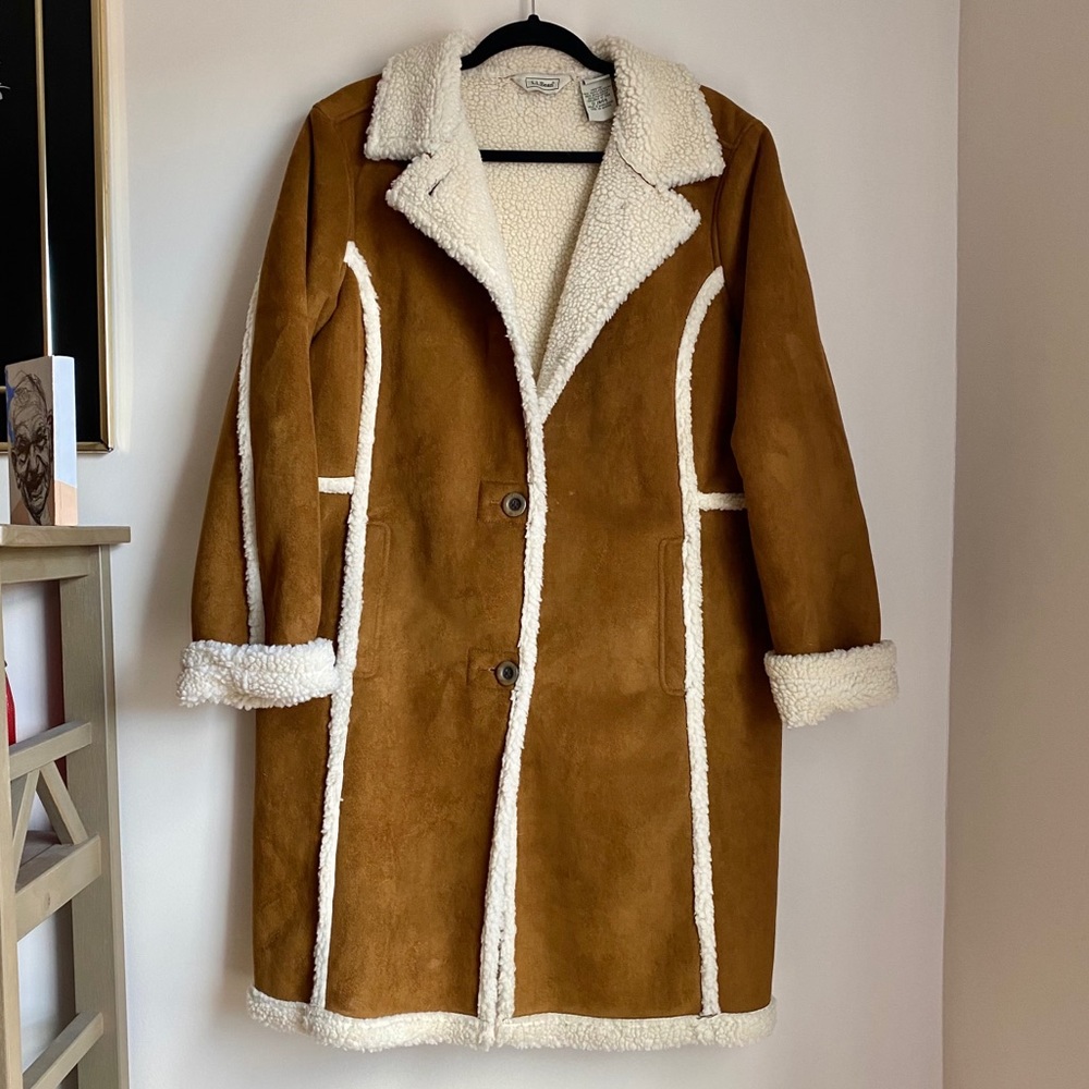 Faux Shearling and Suede Coat